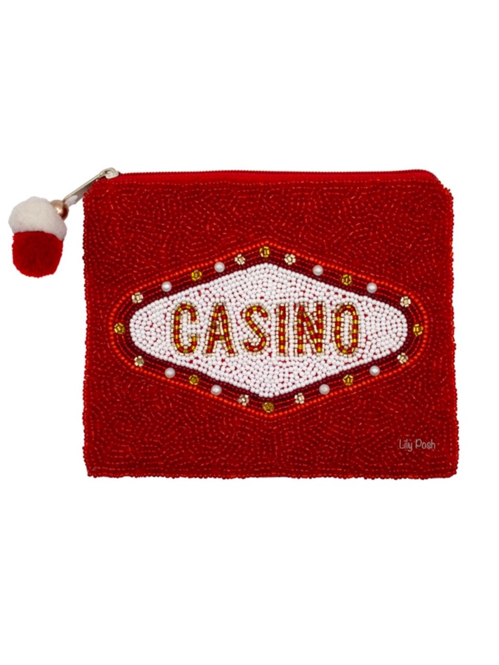 Casino Coin Purse, Red Beaded Bag, Las Vegas Vacation